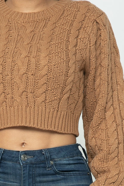 Cable Knitted Crop Top Sweater