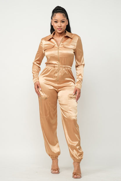 Zipper Pockets Top & Pants Jumpsuit