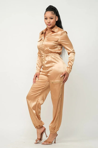 Zipper Pockets Top & Pants Jumpsuit