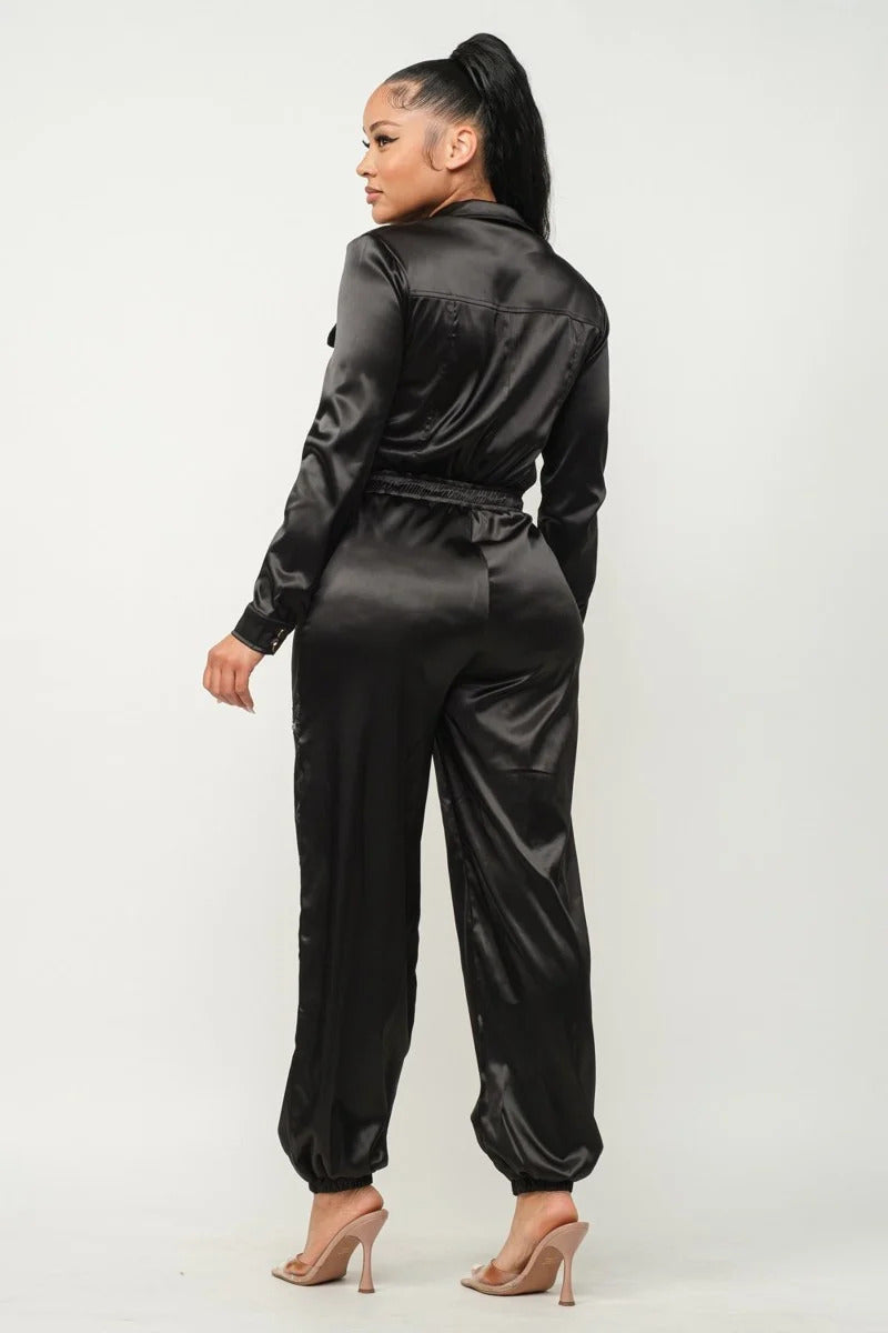 Zipper Pockets Top & Pants Jumpsuit