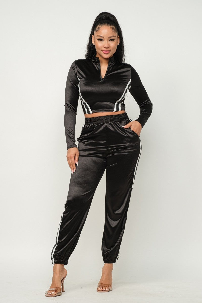 Zip Up Side Stripe Detail Jacket & Pants Set