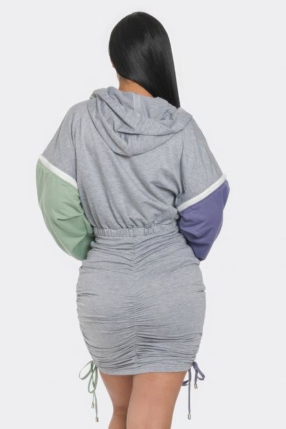 Detachable Hooded Long Sleeve Dress