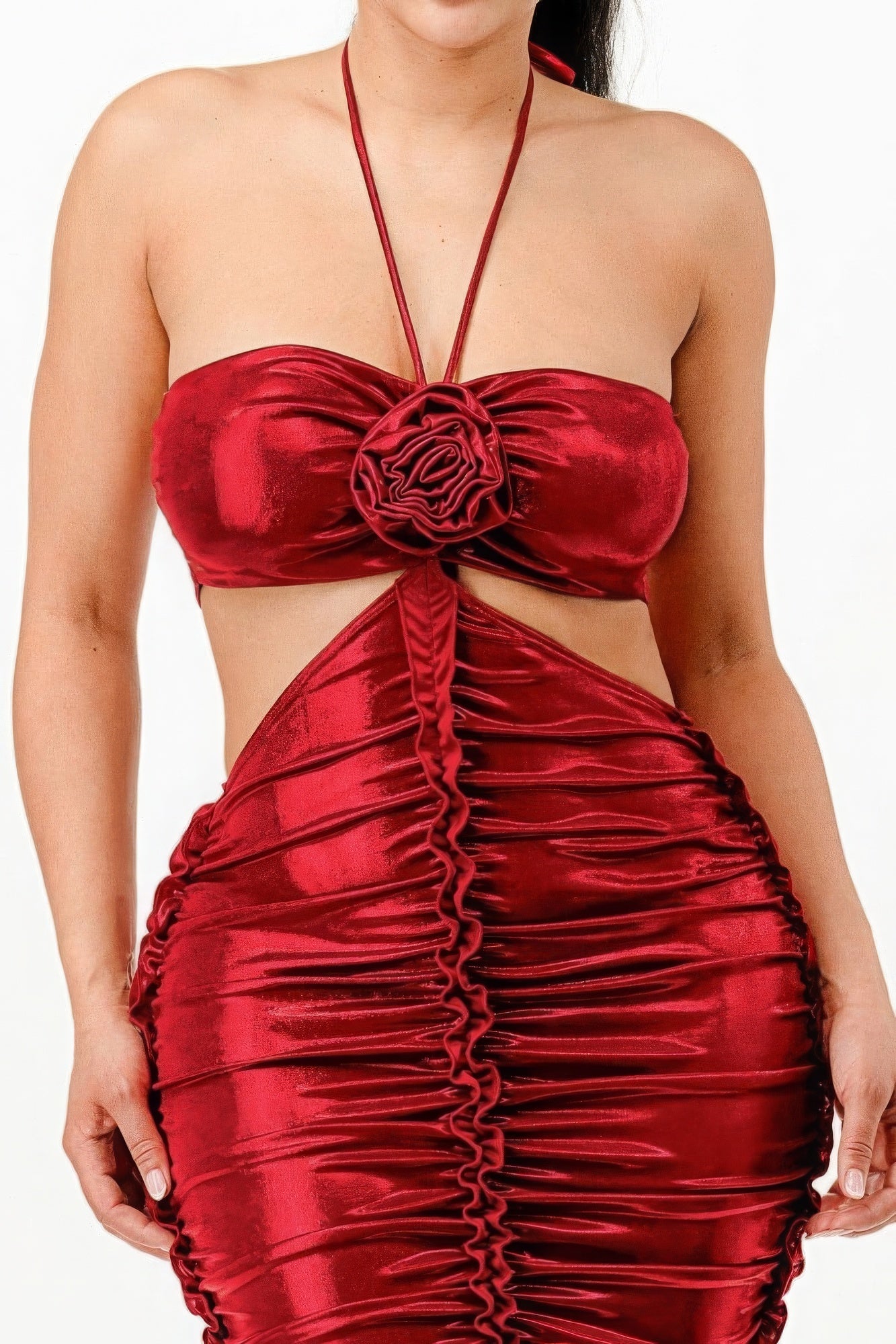 Metallic Valentine Halter Dress
