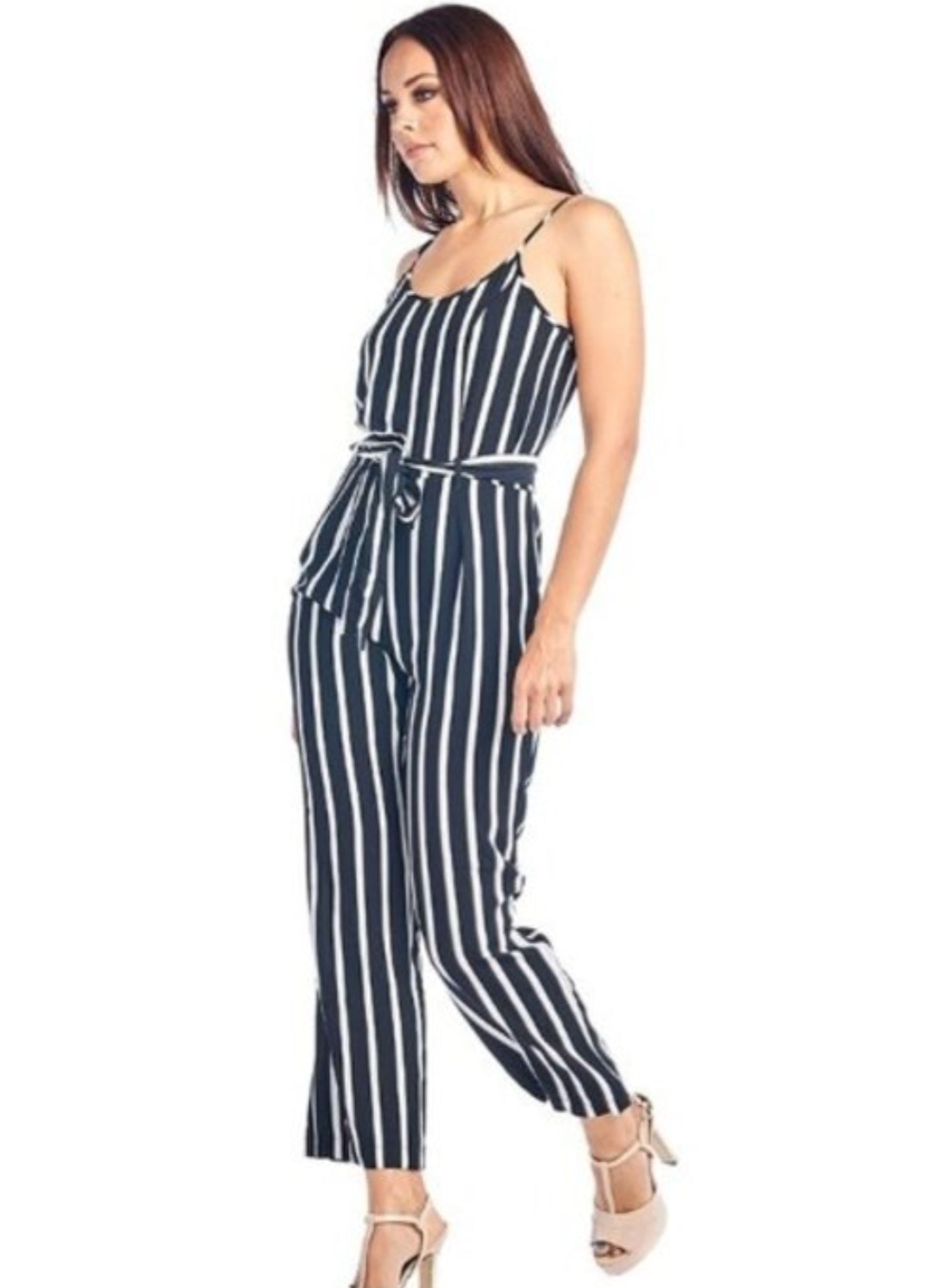 Vertical Striped Jumpsuit - Jus Fancee Boutique