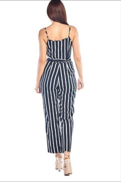 Vertical Striped Jumpsuit - Jus Fancee Boutique