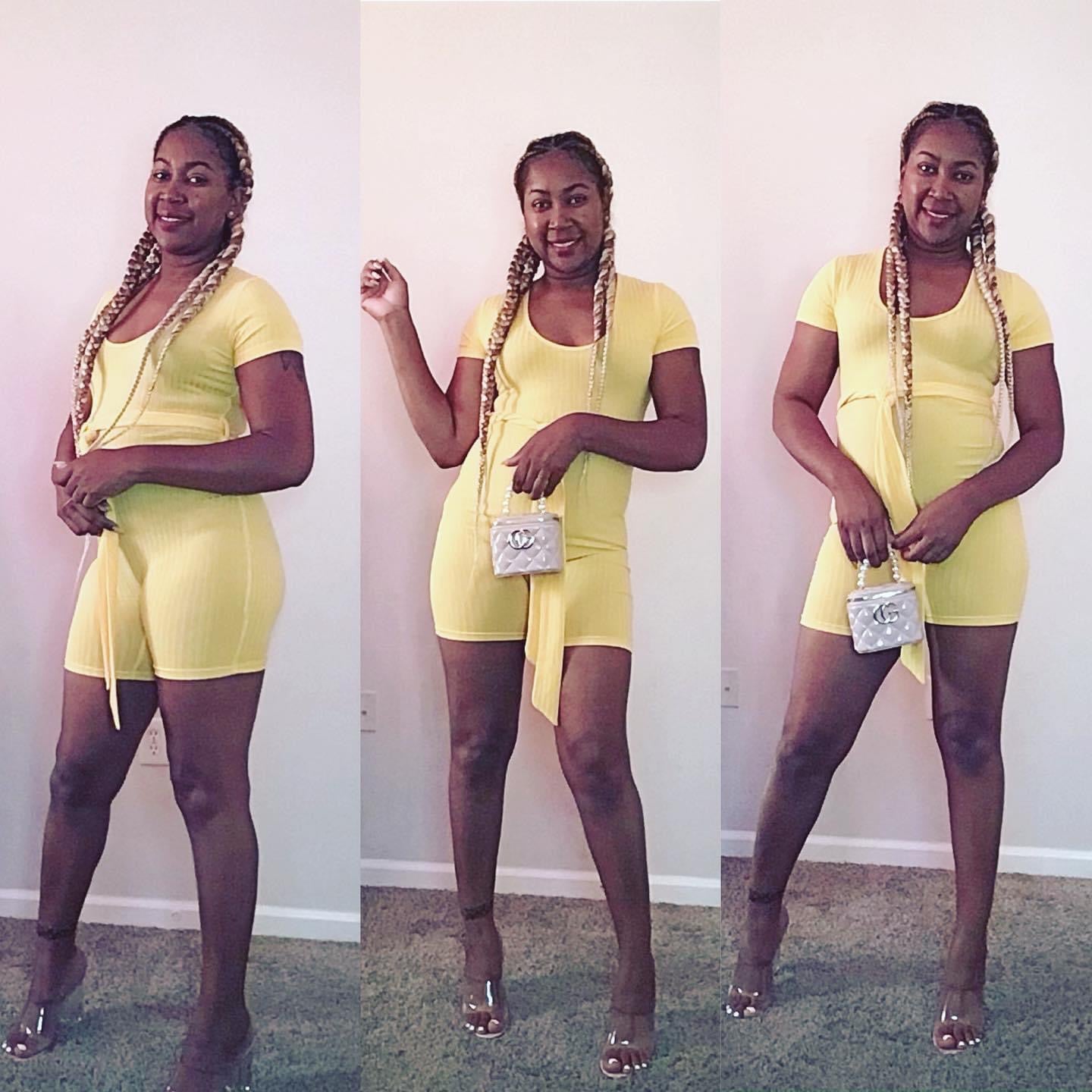 Ribbed Bodycon Rompers with Belt - Jus Fancee Boutique