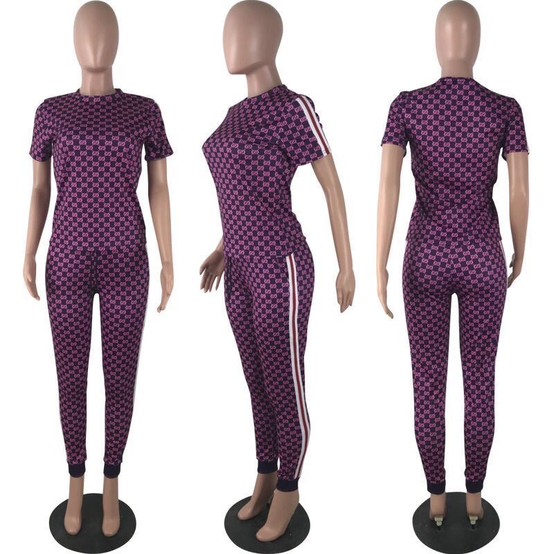 Purple Inspired Letter Printed Pants Set (M) - Jus Fancee Boutique